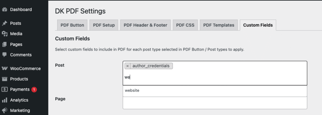 DK PDF adding an Advanced Custom Fields field to PDF