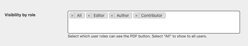 DK PDF Button Visibility by User Role selected roles.