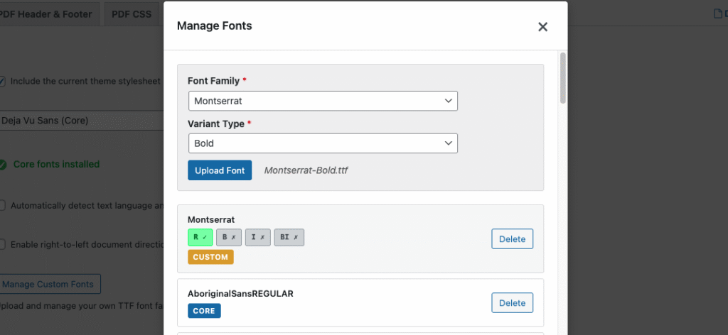 DK PDF upload custom font